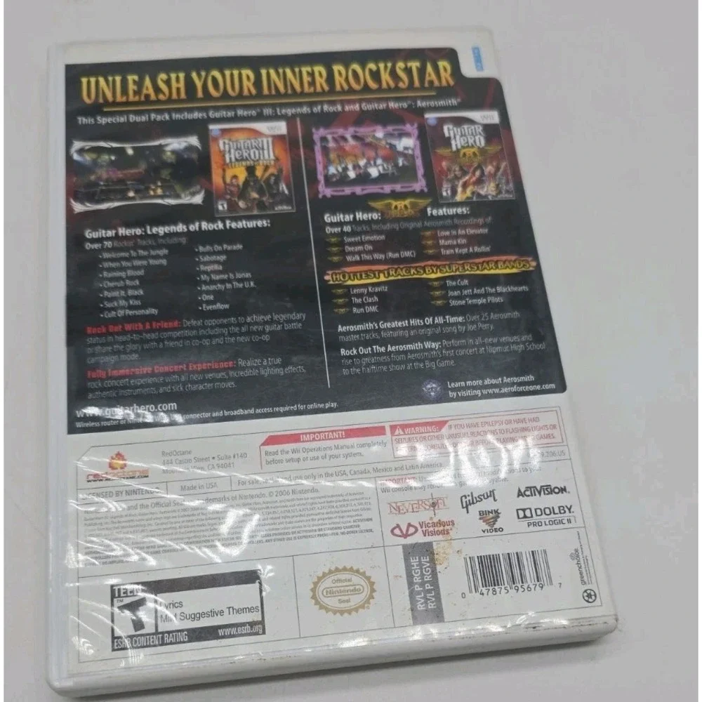 Guitar Hero Dual Pack Nintendo Wii Legends of Rock & Aerosmith Complete Rock